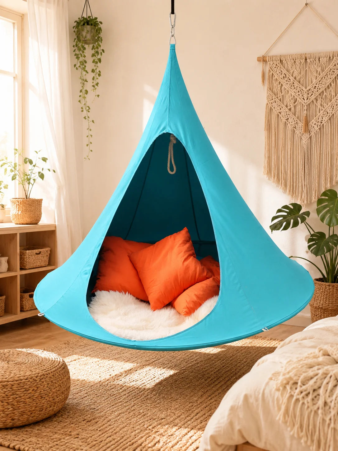 Hanging Chair Hammock, Portable Butterfly Shaped Swing Hanging Chair, 1200D Oxford Fabric Waterproof Casual Hanging Swing For Indoor Bedroom Living Room Decor, Outdoor Patio Garden Camping