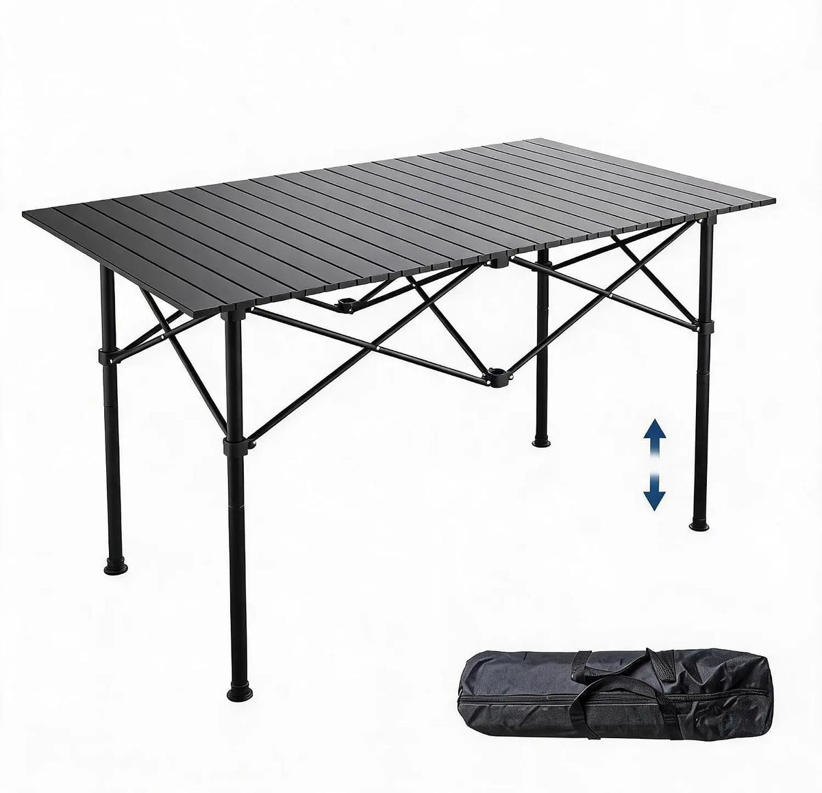 Tacleekii Portable Folding Camping Table, Portable Aluminum Adjustable Collapsible Roll-Up Camping Table Height Outdoor Table, Lightweight, Waterproof