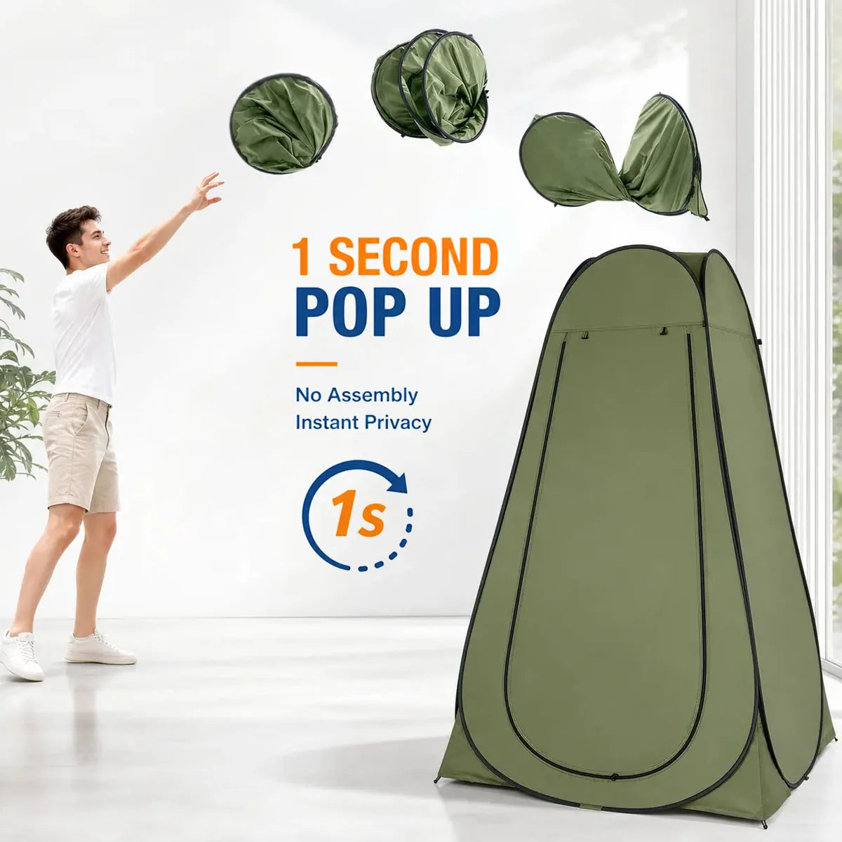 Instant Pop Up Changing Tent 192cm Tall Portable Outdoor Privacy Shower Tent with Silver Coating Waterproof Foldable Camping Toilet Dressing Booth with Carry Bag Stakes Ropes for Beach Swimming Fishing Hiking Photography - Macgyverzoutpost