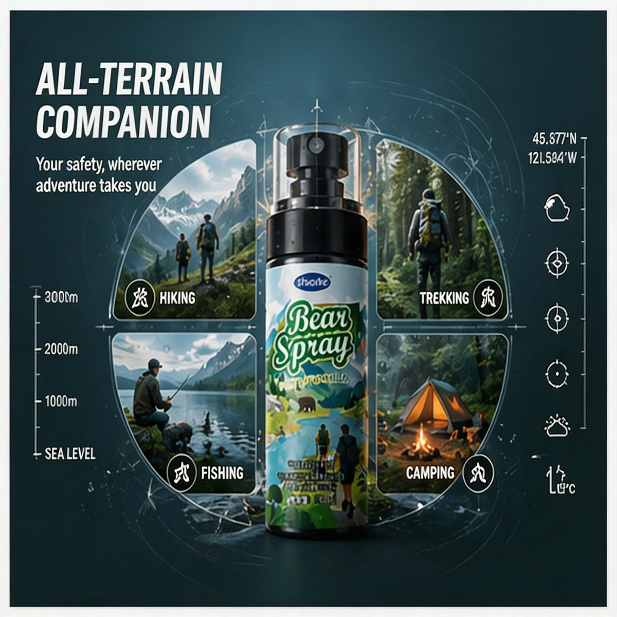 100ml Wildlife Repellent Spray Safety Lock Bear Dog Deterrent Pepper Oil Non-Lethal Camping Outdoor Hiking Forest Animal Gear