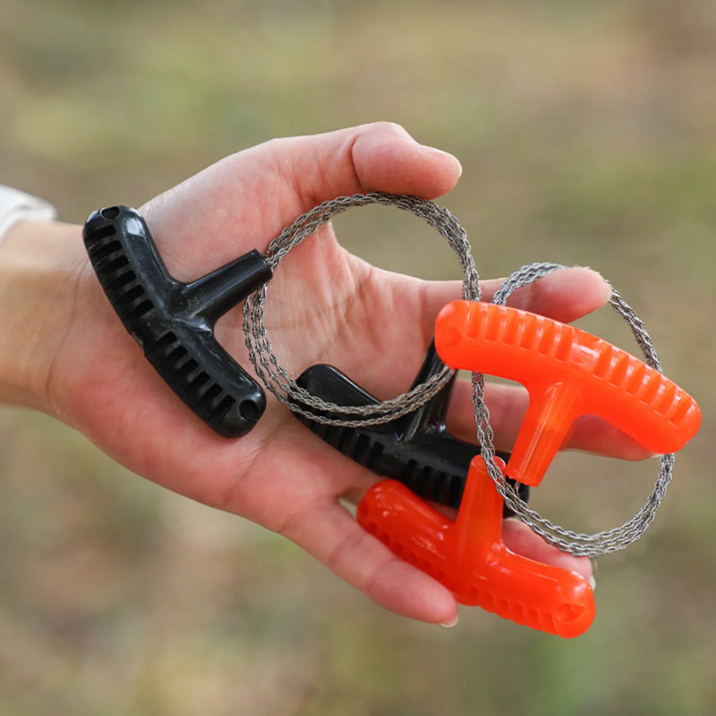 Stainless Steel Wire Saw with Handle Mini Pocket Wire Saw 70cm Cutting Cable for Gardening Outdoor Camping Emergency Survival
