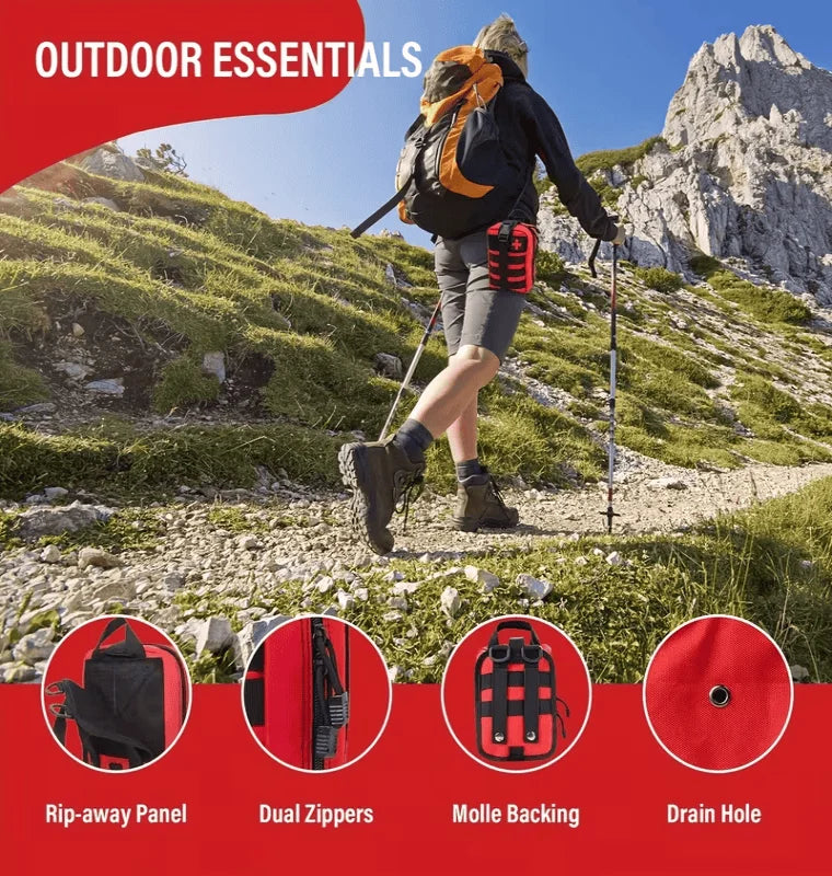142-Piece Emergency Survival Kit with MOLLE Pocket Essential Gear for Camping Hunting Gardening Outdoor Adventure Creative Gift