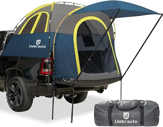 Umbrauto Truck Bed Tent with Awning: 6.4-6.7FT PU3000mm Waterproof Tailgate Pickup Truck Easy Set-up for 2 Person, Fits Full Size Short Bed, Chevy, Dodge, Ford, GMC, Macgyverzoutpost