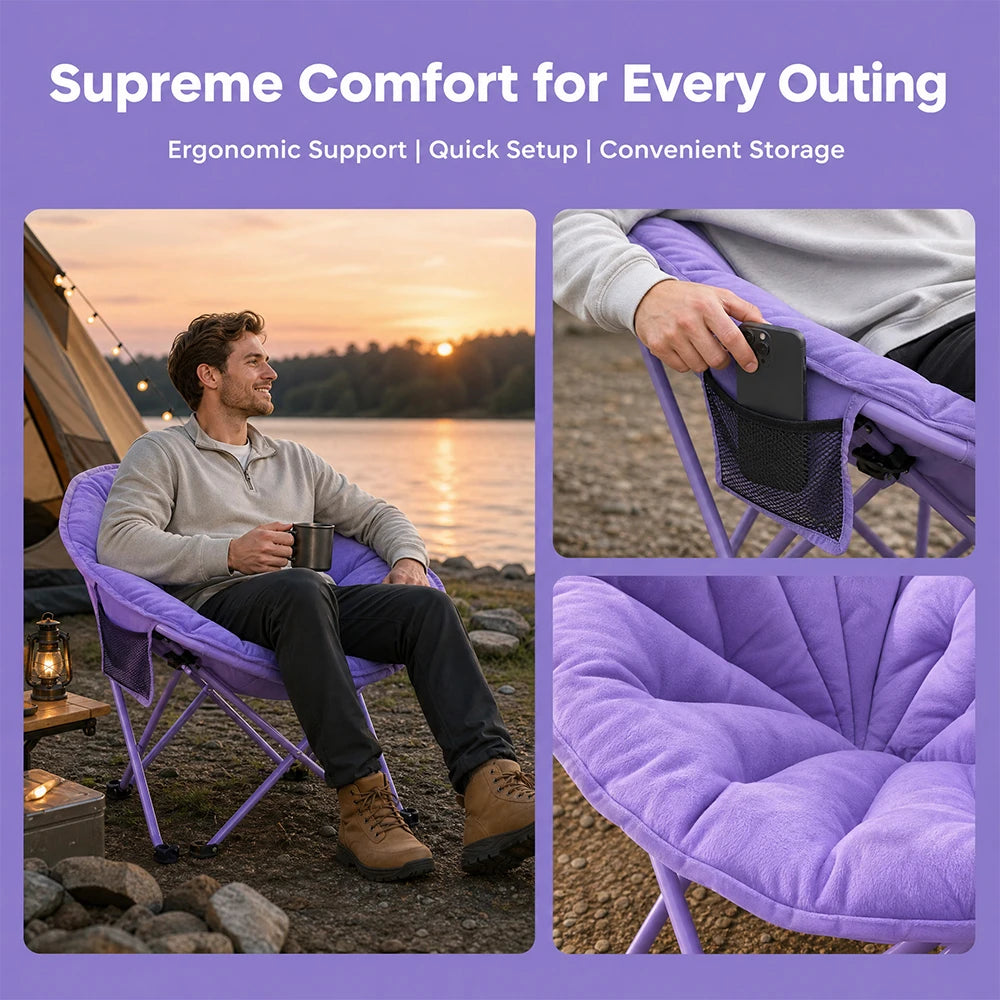 Extra Large Heavy-Duty Outdoor Camping Folding Chair with 330 Lbs Capacity Includes Storage Bag Side Net Pocket Cooler And Sport Kit