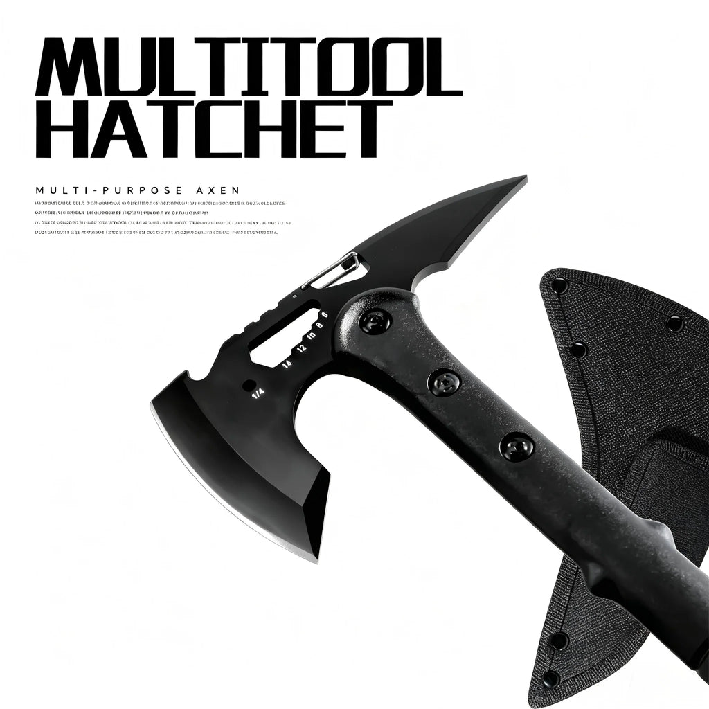 Multifunctional Camping Hatchet Non Slip Grooved Handle Portable Hand Axe With Protective Nylon Sheath Lightweight Outdoor Cutting Tool For Camping Firewood Cutting Hiking Backpacking
