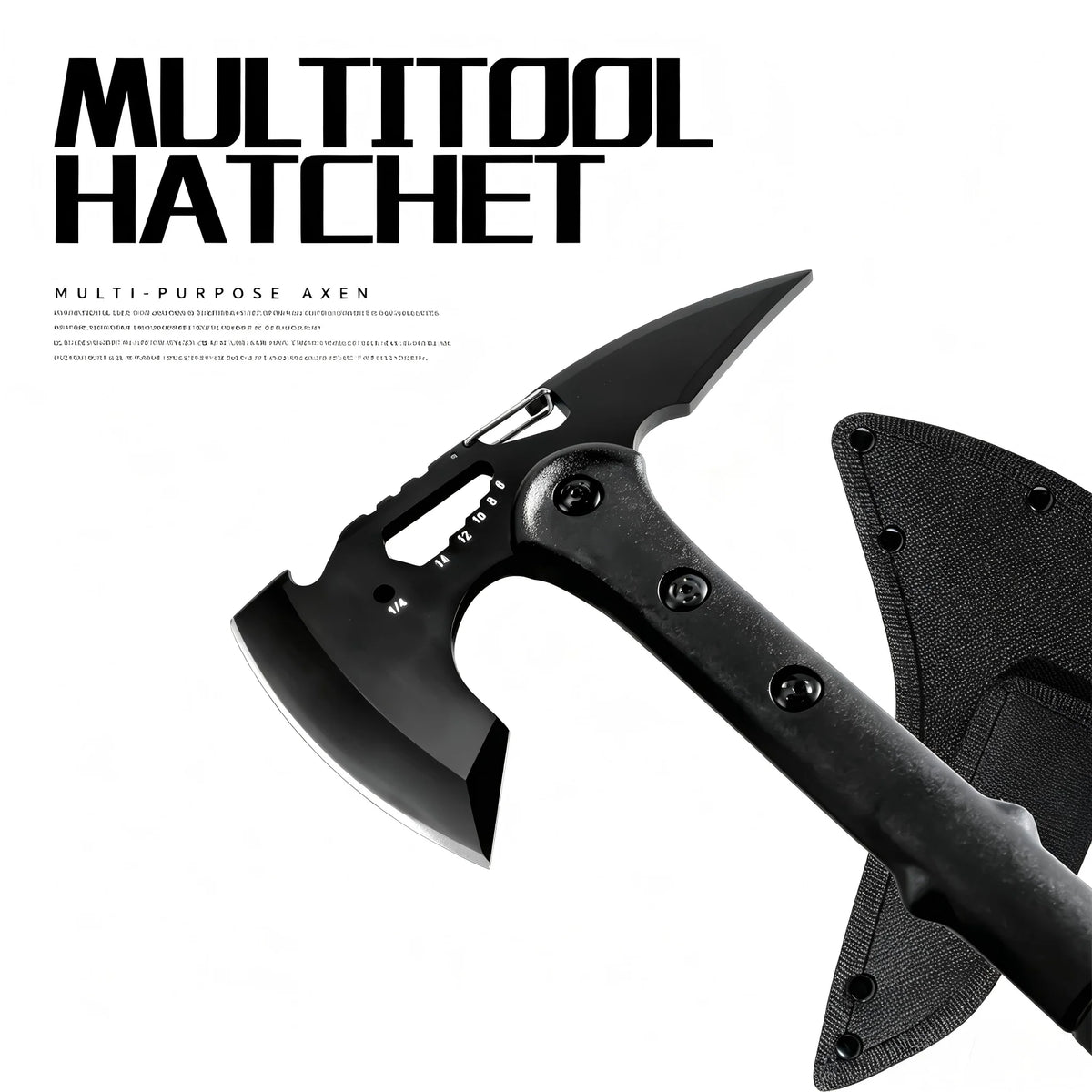 Multifunctional Camping Hatchet Non Slip Grooved Handle Portable Hand Axe With Protective Nylon Sheath Lightweight Outdoor Cutting Tool For Camping Firewood Cutting Hiking Backpacking