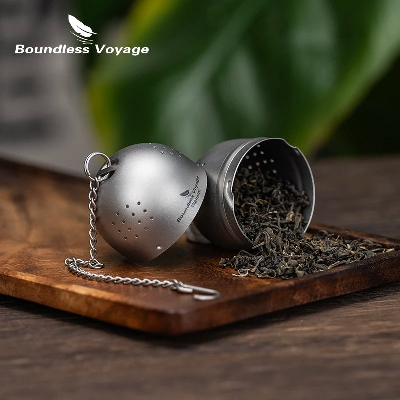 Boundless Voyage Titanium Tea Strainer Infusers Tea Ball with Extended Chain & Hook for Loose Tea, Herbs Ti/3207A - Macgyverzoutpost