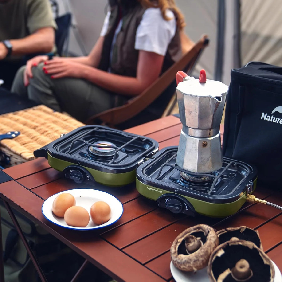 Naturehike 2 Burner Folding Camping Stove Portable Propane Gas Stove with Carry Bag 16000 BTU Stove Outdoor Picnic Equipment - Macgyverzoutpost