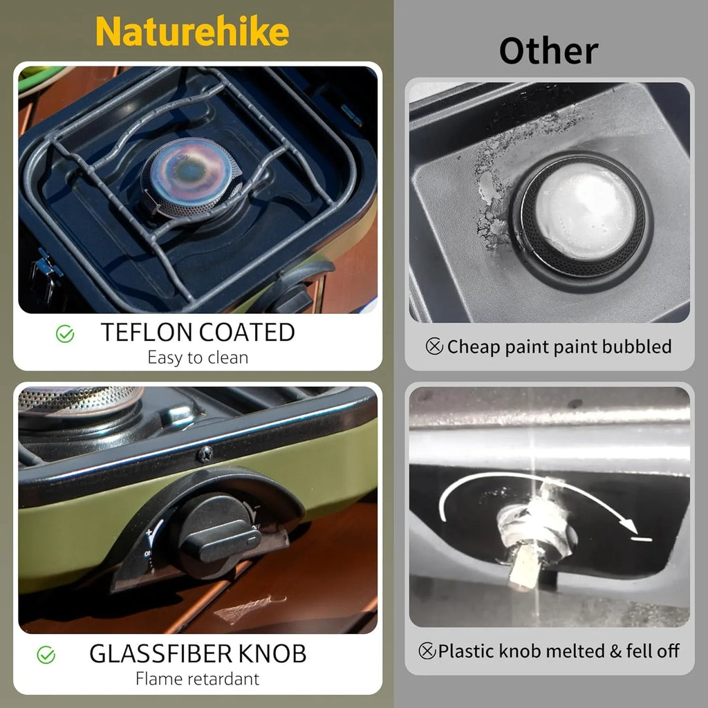 Naturehike 2 Burner Folding Camping Stove Portable Propane Gas Stove with Carry Bag 16000 BTU Stove Outdoor Picnic Equipment - Macgyverzoutpost