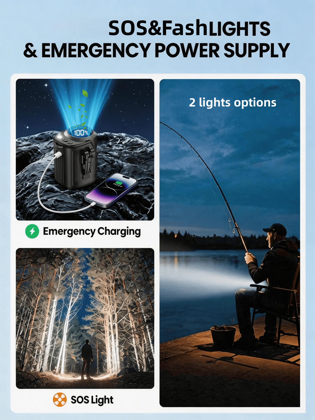 2026 New Waist Portable Fan,Handheld Neck Mini Desktop Fan,Emergency Power Bank Function,5000mAh 10H Long Lasting,100 Speed Adjustable,LED Flashlight&SOS Light,Type-C Rechargeable Ultra Quiet Fan - Macgyverzoutpost