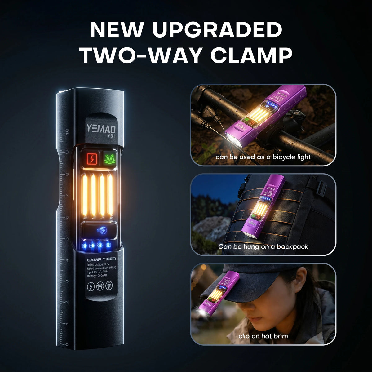 UV Multi-Function Flashlight, UV Light, Rechargeable, Aluminum Alloy, Portable Clip, Home occupancy verification, Pet Stain Detection, Outdoor Camping, Emergency Repairs - Macgyverzoutpost
