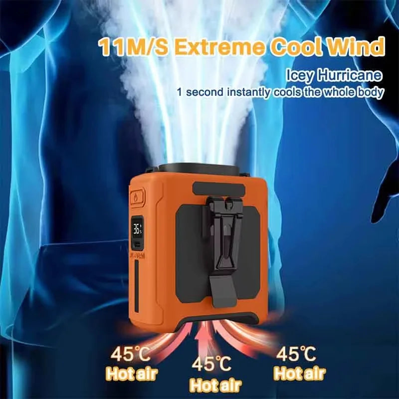 10000mAh Portable Waist Clip Fan Neck Hanging Fan for Outdoor Working Travel cooling fan with Power bank function - Macgyverzoutpost
