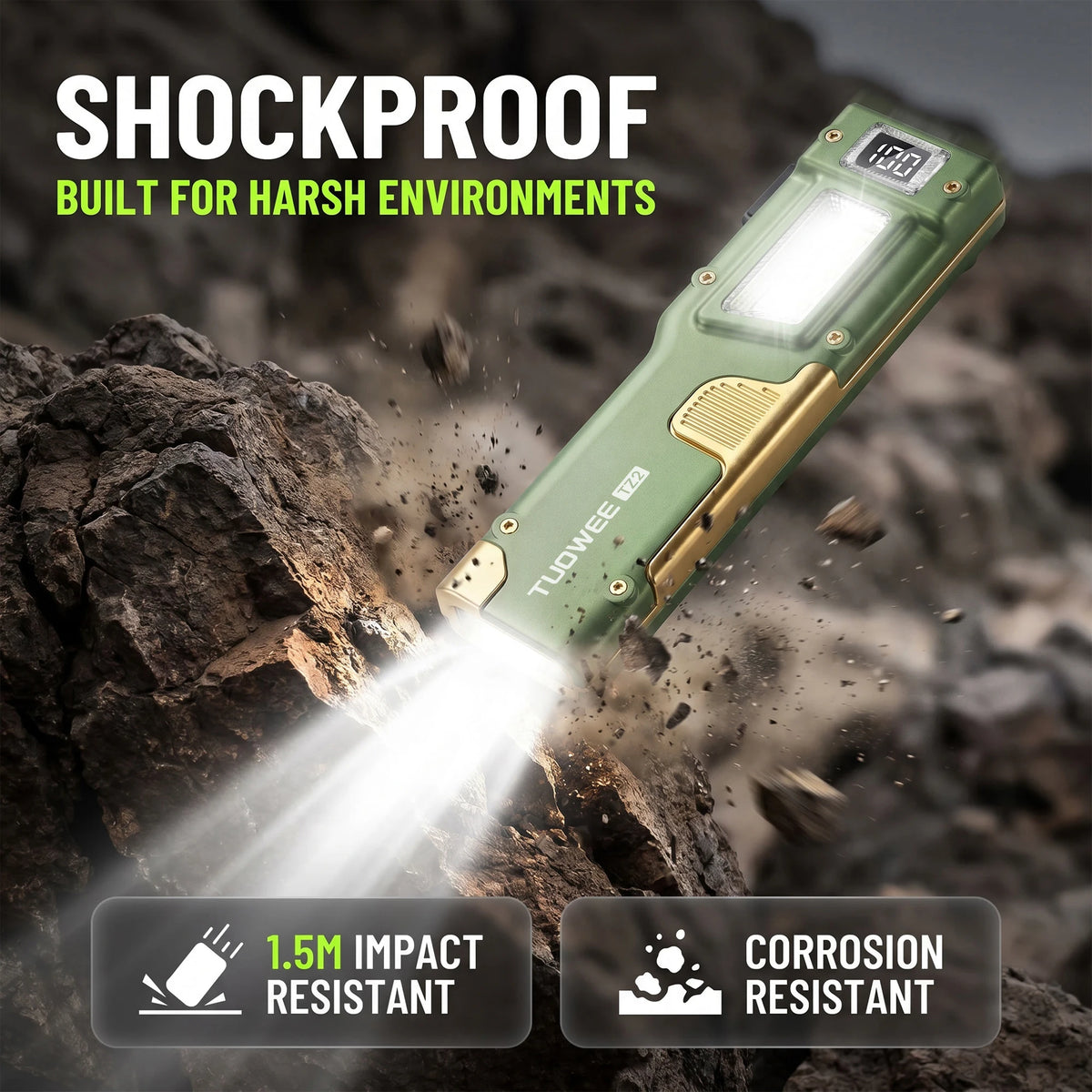 3000 Lumens EDC Tactical Flashlight USB Rechargeable 4 Light Modes White Red UV COB Side Light Shockproof Water Resistant Pocket Torch with Clip Digital Power Display for Camping Fishing Scorpion Detection Car Repair