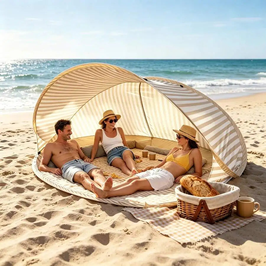 2-Person Pop-Up Beach Tent - Instant Setup Sun Shelter With No Assembly, Portable Outdoor Canopy For Camping Picnic Park |     Lightweight Family Leisure Shade For Beaches & Outdoor Fun