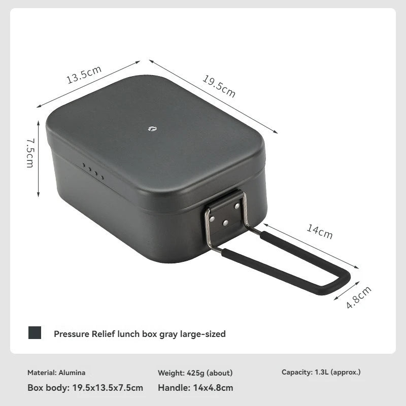 CAMPINGMOON H-2013 Large Aluminum Large Capacity Bento Box for Camping and Picnicking Portable Aluminum Lunch Box with Pressure Relief, Thickened, High Temperature Resistant Camping Cooking Tool Multi Functional Travel Large