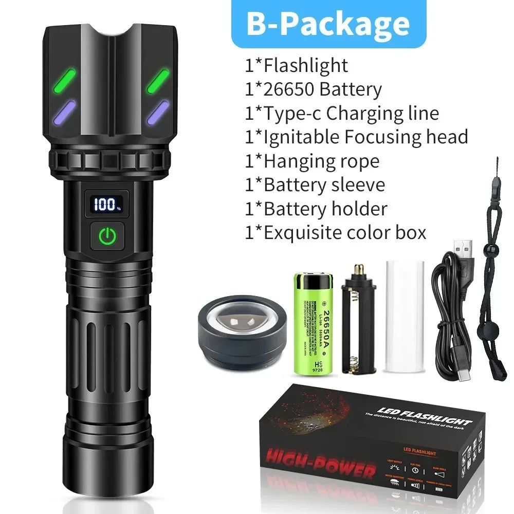 Rechargeable IPX6 Waterproof Flashlight, Zoom White LED Torch CE UKCA FCC Certified for Hunting Outdoor, US Warehouse - Macgyverzoutpost