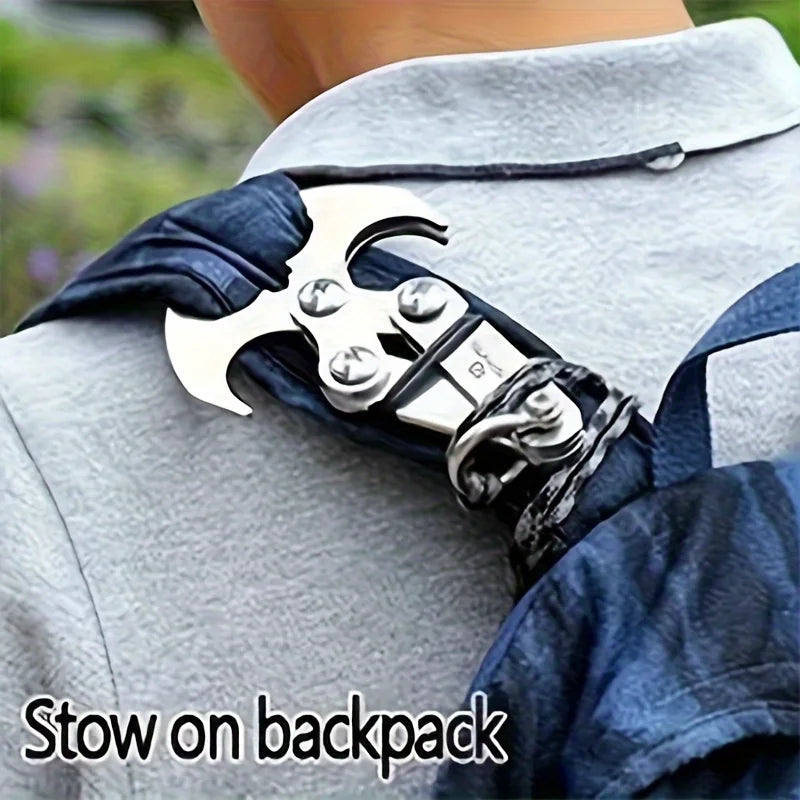 1pc Stainless Steel Folding Grappling Hook, Heavy-Duty Multi-Purpose Claw with 4 Reinforced Claws for Hiking, Camping