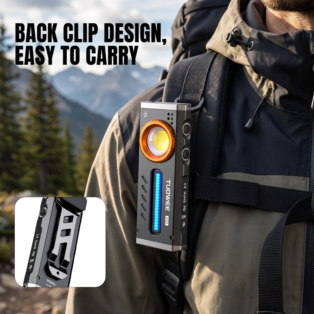 2000LM EDC Bright Flashlight, 11 Lighting Modes, RGB Color Light & Red Light, Magnetic Base, Pocket Clip, Stepless Dimming, Portable Torch