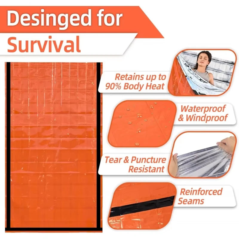 Emergency Sleeping Bag Survival Blanket Thermal Mylar Bivy Sack Lightweight Waterproof Portable Shelter For Camping Hiking - Macgyverzoutpost