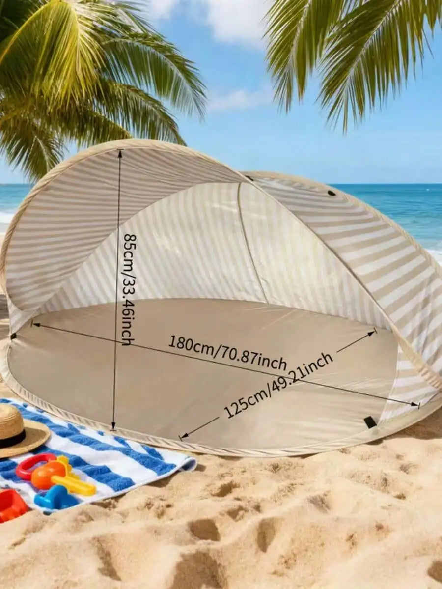 2-Person Pop-Up Beach Tent - Instant Setup Sun Shelter With No Assembly, Portable Outdoor Canopy For Camping Picnic Park |     Lightweight Family Leisure Shade For Beaches & Outdoor Fun