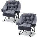Durable 2-Piece Camping Chairs with Detachable Cushions, Supporting Up to 400lbs, Grey