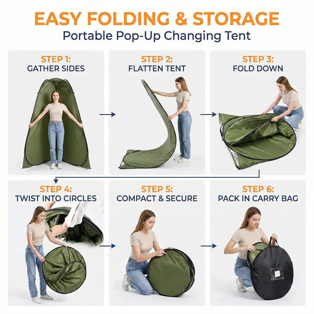 Instant Pop Up Changing Tent 192cm Tall Portable Outdoor Privacy Shower Tent with Silver Coating Waterproof Foldable Camping Toilet Dressing Booth with Carry Bag Stakes Ropes for Beach Swimming Fishing Hiking Photography - Macgyverzoutpost