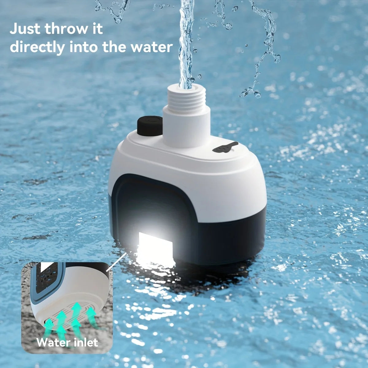 2-in-1 Outdoor Portable Shower, handheld pump with filter, hose, nozzle, suction cup, hook and USB cable,