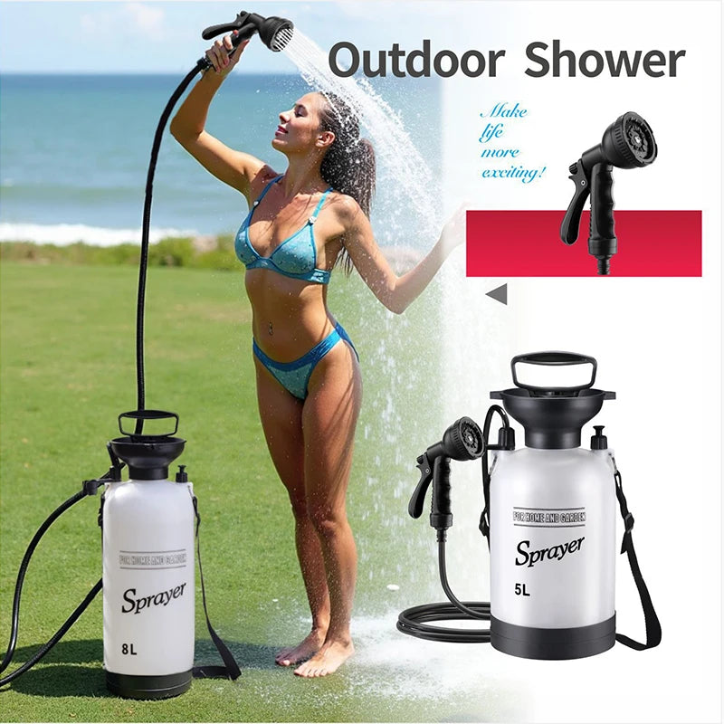 1PCS Outdoor Manual Camping Shower,Portable 3/5/8L Multi-functional Shower Pump