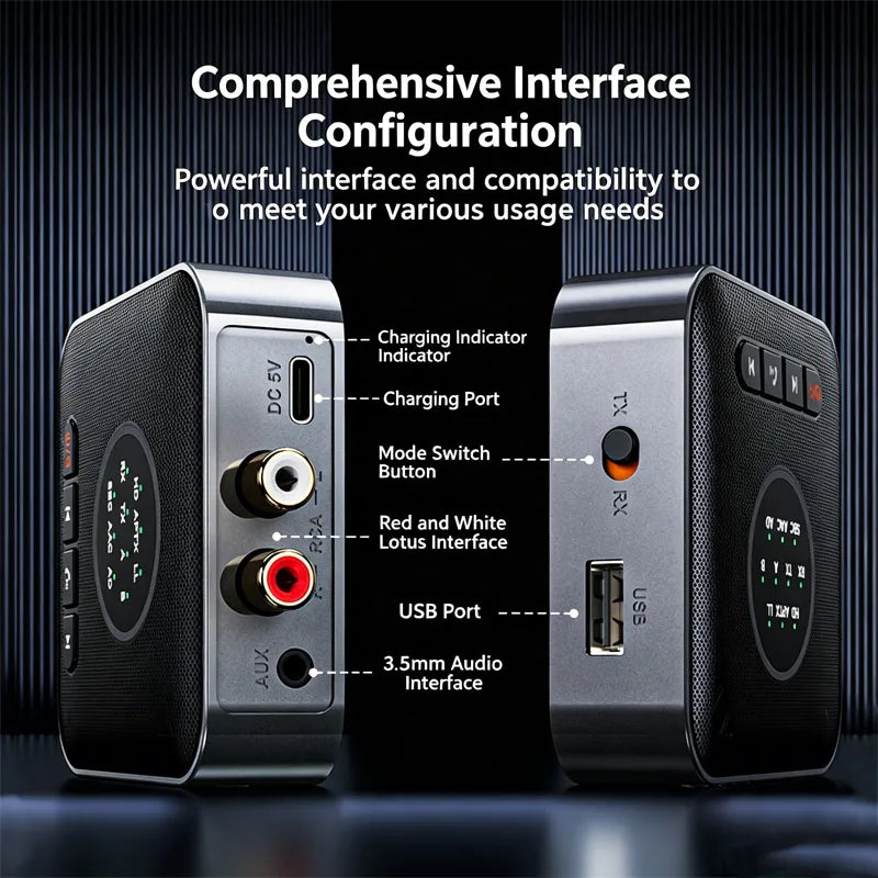 Bluetooth 6.0 Transmitter Receiver FM Modulator Transmitter 3.5MM AUX RCA Stereo Music LED Display Wireless Adapter With Mic