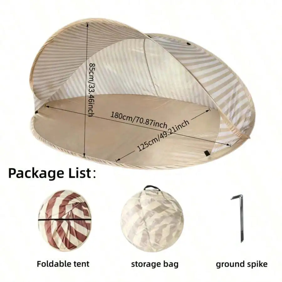 2-Person Pop-Up Beach Tent - Instant Setup Sun Shelter With No Assembly, Portable Outdoor Canopy For Camping Picnic Park |     Lightweight Family Leisure Shade For Beaches & Outdoor Fun