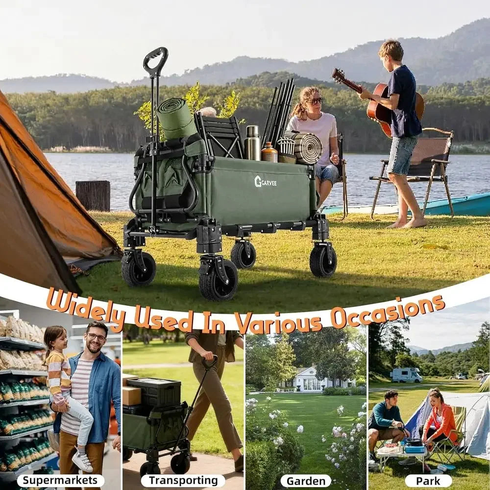 Versatile Dual-Function Garden Cart with Lounge Chair, Large Capacity, 360° Swivel All-Terrain Wheels