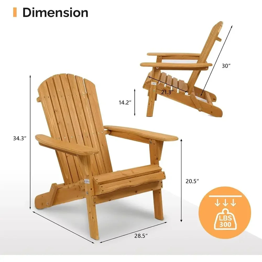 Set of 4 Wooden Outdoor Adirondack Chairs, Ideal for Patio, BBQ, Porch, Yard, and Pool Side