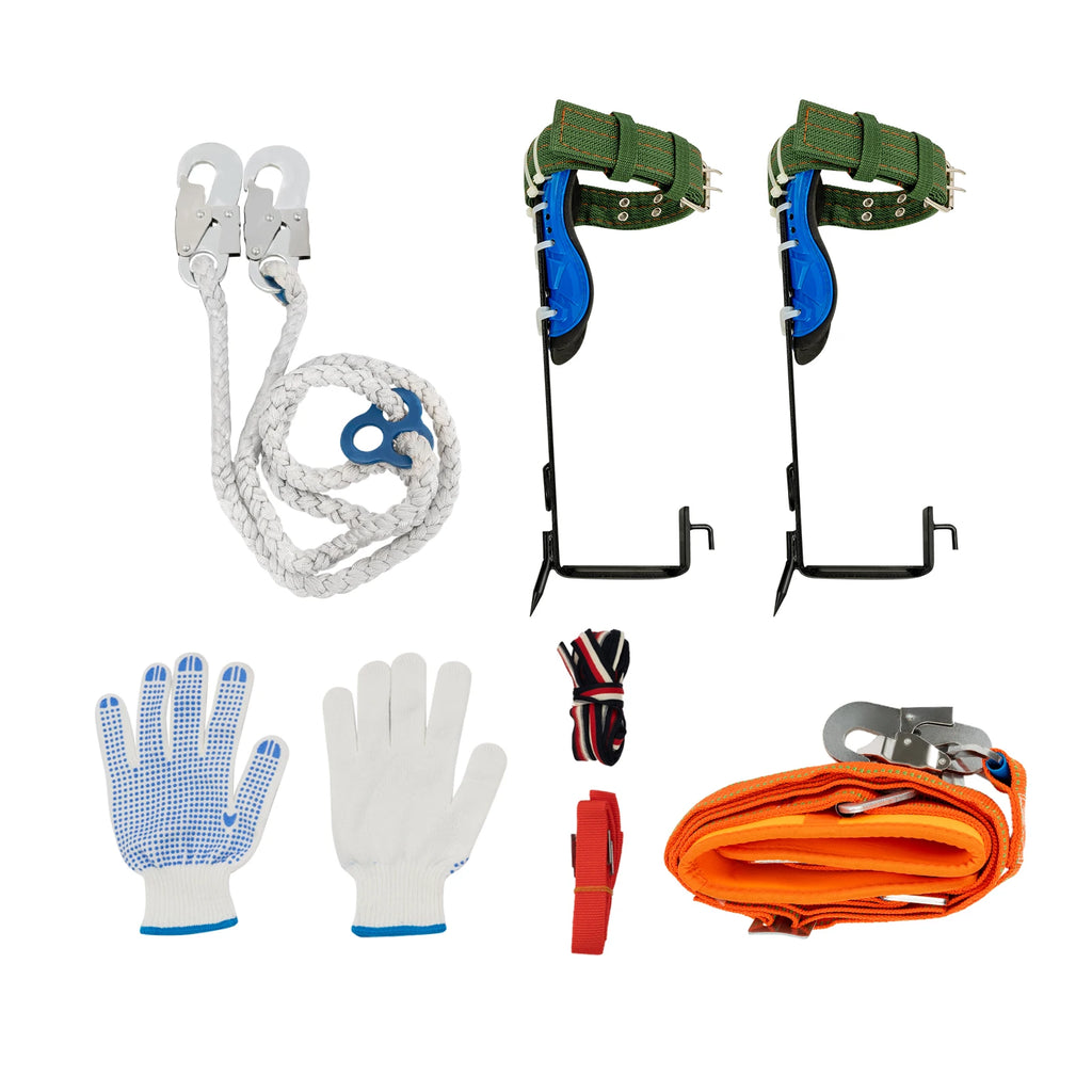 Tree Climbing Spikes Kit w/Safety Harness Gloves Double Teeth Tree Climbing Gear Climber Arborist - Macgyverzoutpost