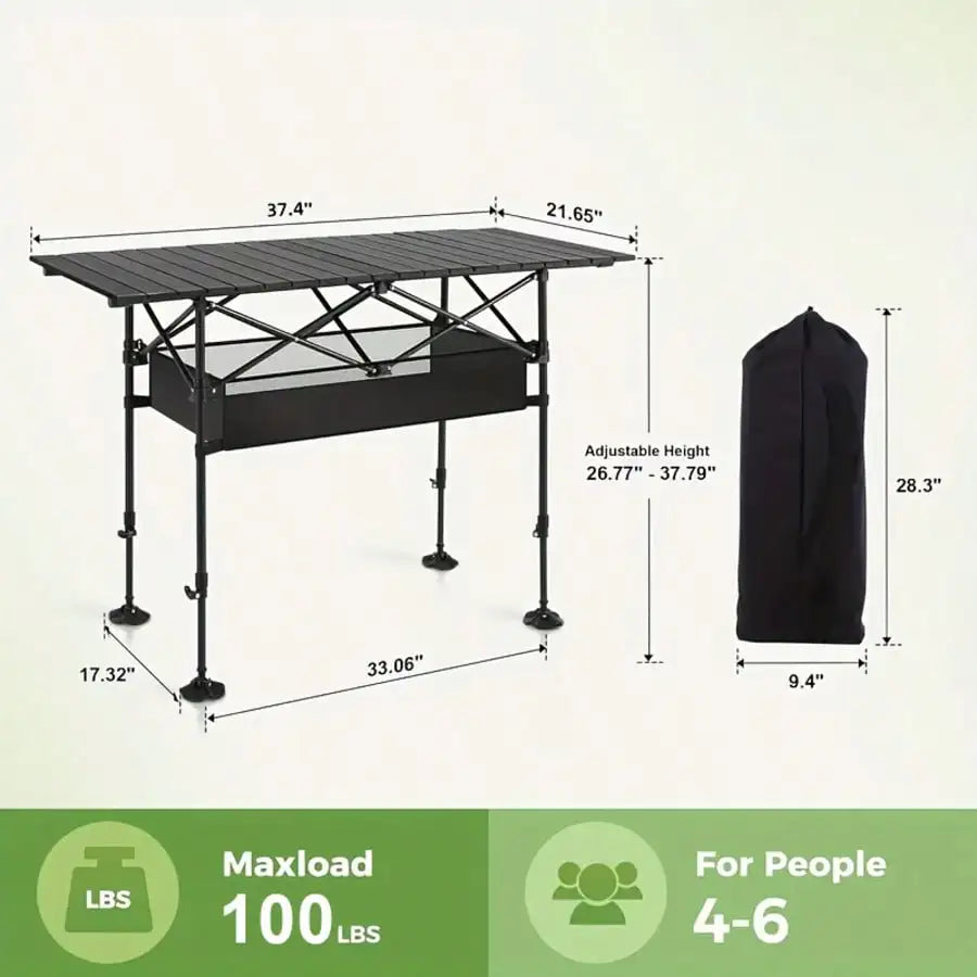 Aoran Outdoor Folding Portable Picnic And Camping Table, Aluminum Roll-Up Table With Easy-To-Carry Bags, Suitable For Indoor And Outdoor Use, Macgyverzoutpost