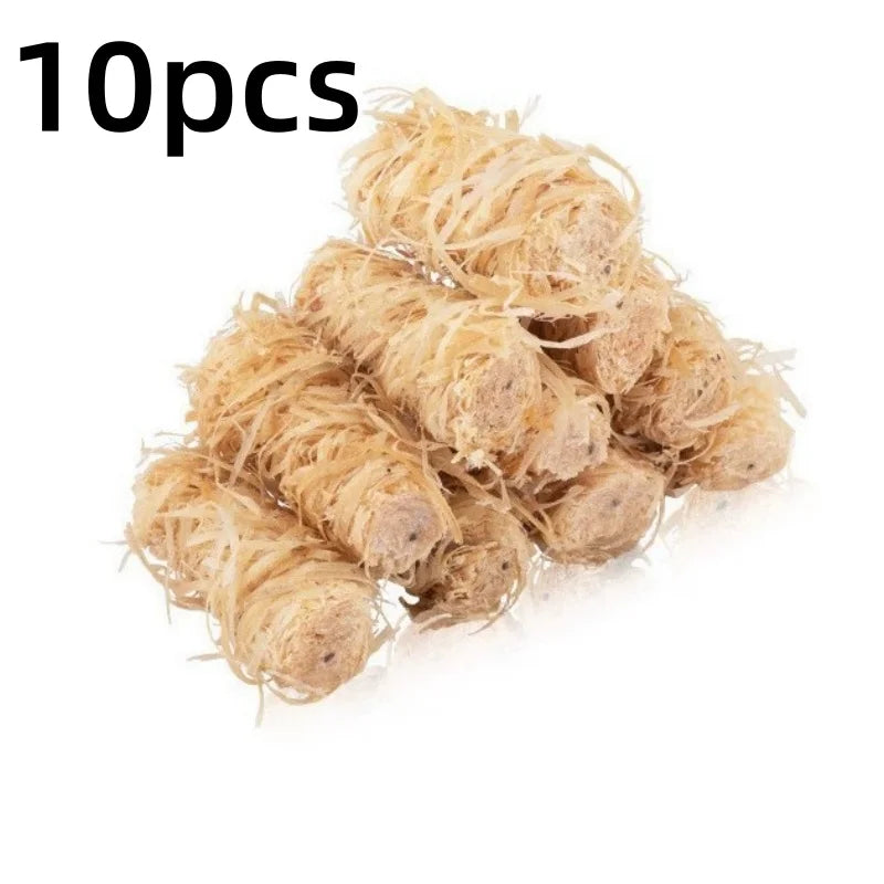 10X Natural Wood Wool Fire Starter Wax Wood Roll Smokeless Quick Ignition Camping Firestarter for Outdoor camping Barbecue Stove