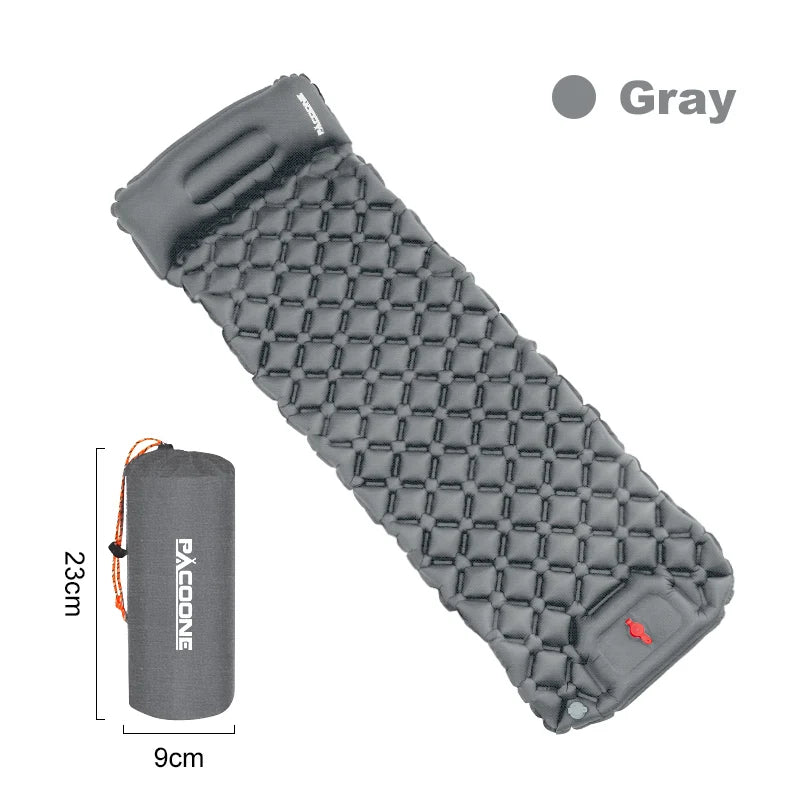 PACOONE Outdoor Sleeping Pad Camping Inflatable Mattress Built-in Pump Ultralight Air Cushion Travel Mat With Headrest For Travel - Macgyverzoutpost