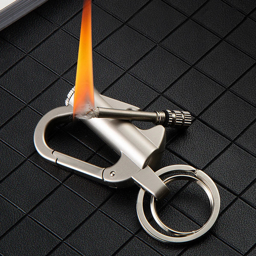 Metal Permanent Match Lighter Keychain Outdoor Emergency Igniter Waterproof Cigarette Flint Fire Keychain