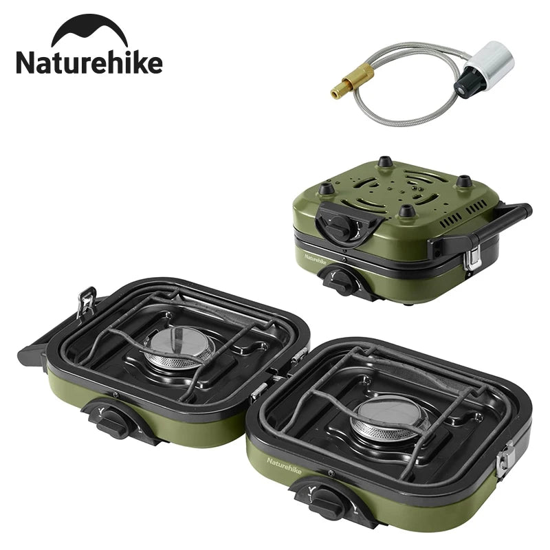 Naturehike 2 Burner Folding Camping Stove Portable Propane Gas Stove with Carry Bag 16000 BTU Stove Outdoor Picnic Equipment - Macgyverzoutpost