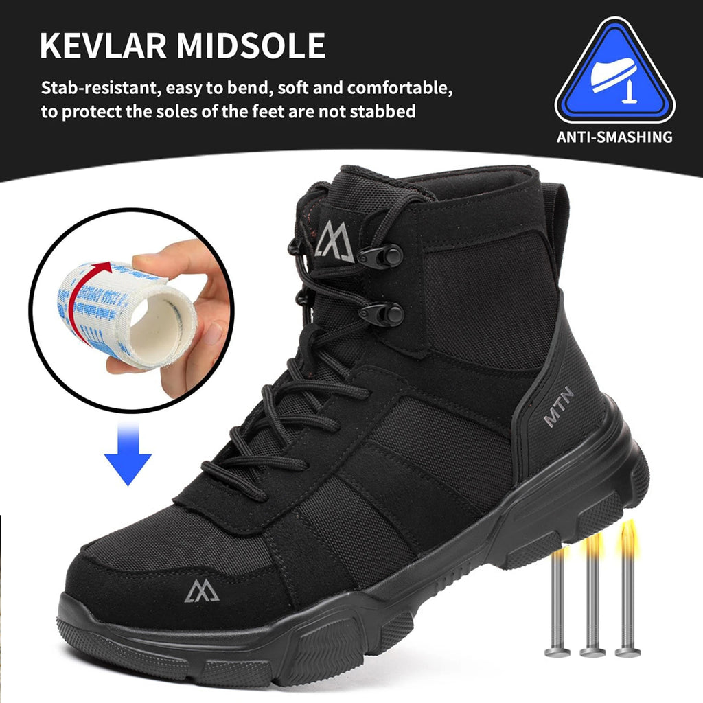 All Seasons Steel Toe Sneakers for Women Men Full Sizes Impact Resistant Steel Toe Cap Work Shoes Lightweight Comfortable Industrial Safety Shoes Wear Resistant Durable Construction Footwear