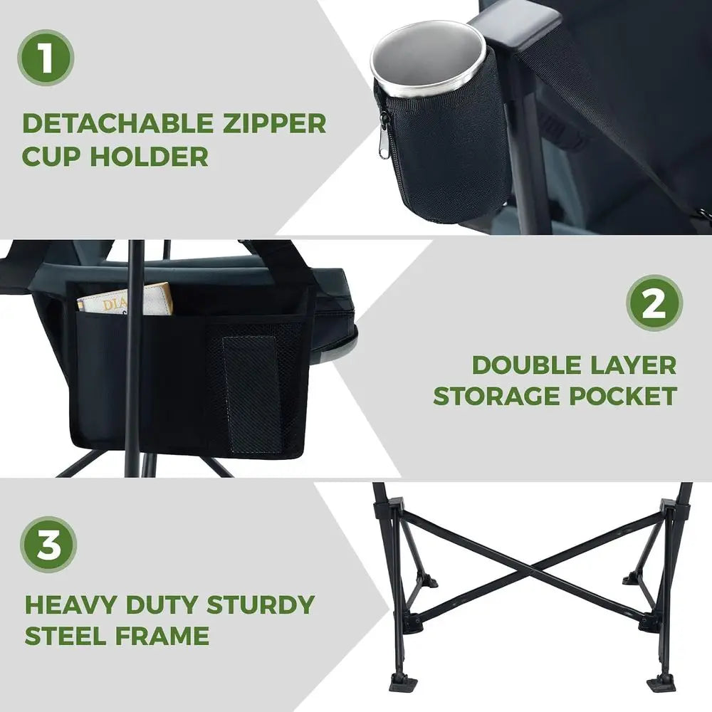 Oversized Portable Hammock Chair with Cup Holder, Heavy-Duty Swing for Camping, Supports 400lbs
