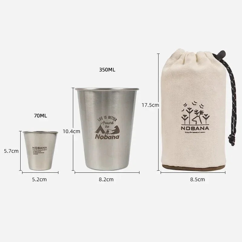 Outdoor 304 Stainless Steel Cup Set Camping Cup 4/6/8PCS Camping Portable Water Cup Travel Coffee Cup Picnic