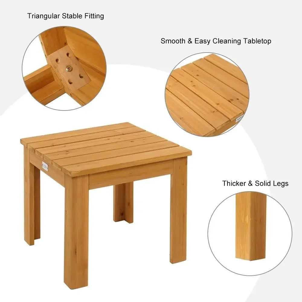 Adirondack Chair Set of 2 with Table, Outdoor Patio Lounge Chairs, Durable Wood, Suitable for Lawn, Beach, or Balcony