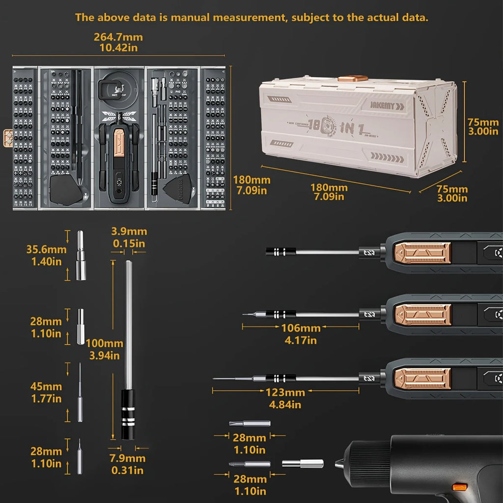 180 in 1 Precision Manual Multifunctional Screwdriver Set Magnetic Phillips Bits Mobile iPhone & PC & Glasses Repair Tool Gift - Macgyverzoutpost