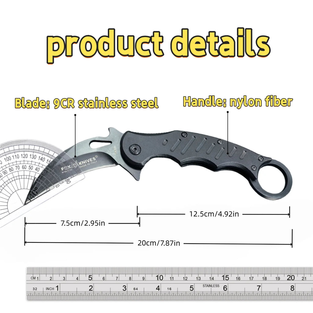 Factory Direct Portable Tactical Karambit Knife with High-Grade Nylon Fiber Handle US Stock Multi-Purpose Outdoor Knife OEM Custom Available Fast Delivery Ideal Holiday Present