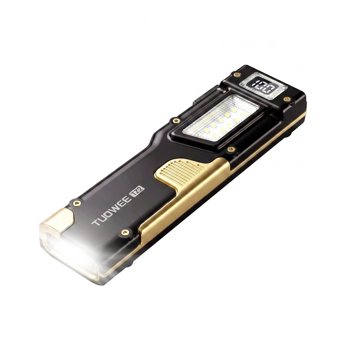 3000 Lumens EDC Tactical Flashlight USB Rechargeable 4 Light Modes White Red UV COB Side Light Shockproof Water Resistant Pocket Torch with Clip Digital Power Display for Camping Fishing Scorpion Detection Car Repair
