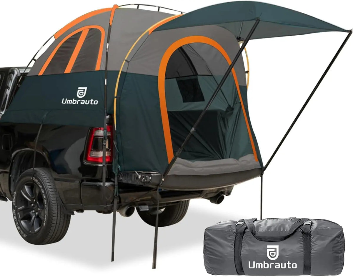 Umbrauto Truck Bed Tent with Awning: 6.4-6.7FT PU3000mm Waterproof Tailgate Pickup Truck Easy Set-up for 2 Person, Fits Full Size Short Bed, Chevy, Dodge, Ford, GMC, Macgyverzoutpost