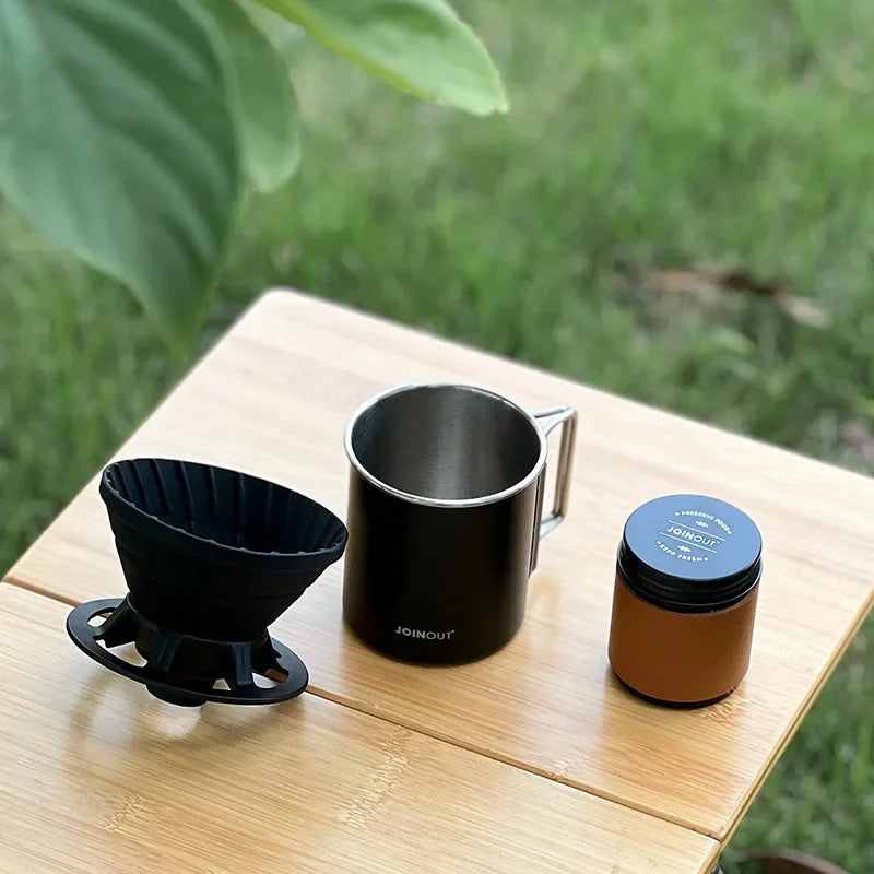 Travelling Hand Brewed Coffee Set,Outdoor Car Carrying Camping Portable Silicone Filter Mug,Entry Level Coffee Utensils