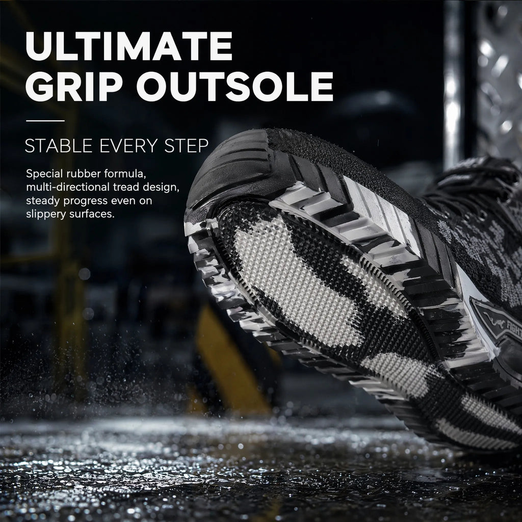 Breathable Camo Men Indestructible Steel Toe Construction Work Boots Anti-smash Stab-resistant Safety Shoes Biker