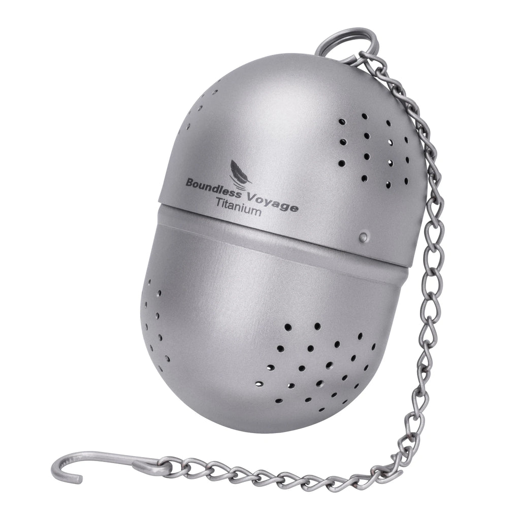 Boundless Voyage Titanium Tea Strainer Infusers Tea Ball with Extended Chain & Hook for Loose Tea, Herbs Ti/3207A - Macgyverzoutpost