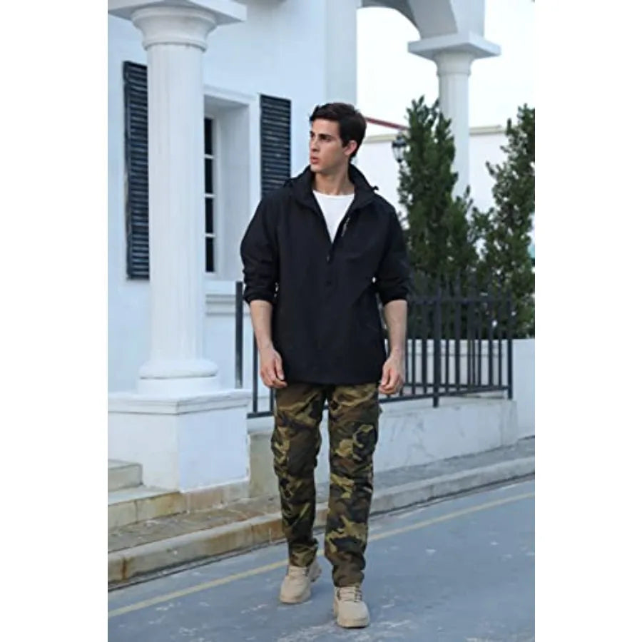 Men's Lightweight Waterproof Rain Jacket, Shell Hooded Outdoor Raincoat Hiking Windbreake jacket - Macgyverzoutpost
